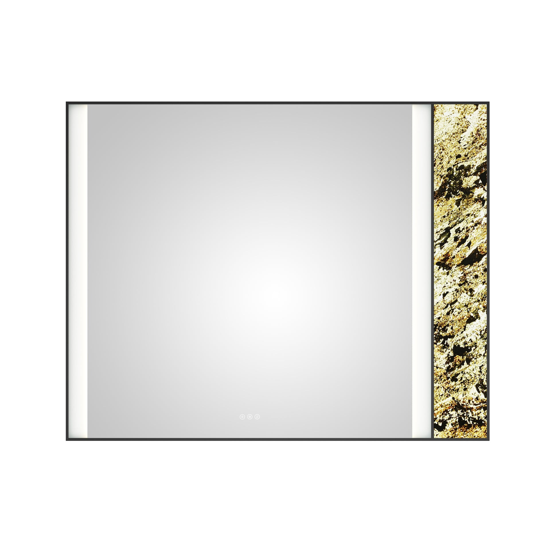 60X 48Inch Led Mirror Bathroom Vanity Mirror With Back Light, Wall Mount Anti Fog Memory Large Adjustable Vanity Mirrornatural Stone Decoration Decoration Follows Led Changes Matt Black Aluminium