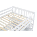 Full Size Loft Bed With Storage Shelves And Under Bed Desk, White Box Spring Not Required Full White Wood Bedroom Pine