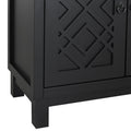 Large Storage Space Sideboard, 4 Door Buffet Cabinet With Pull Ring Handles For Living Room, Dining Room Black Black Mdf