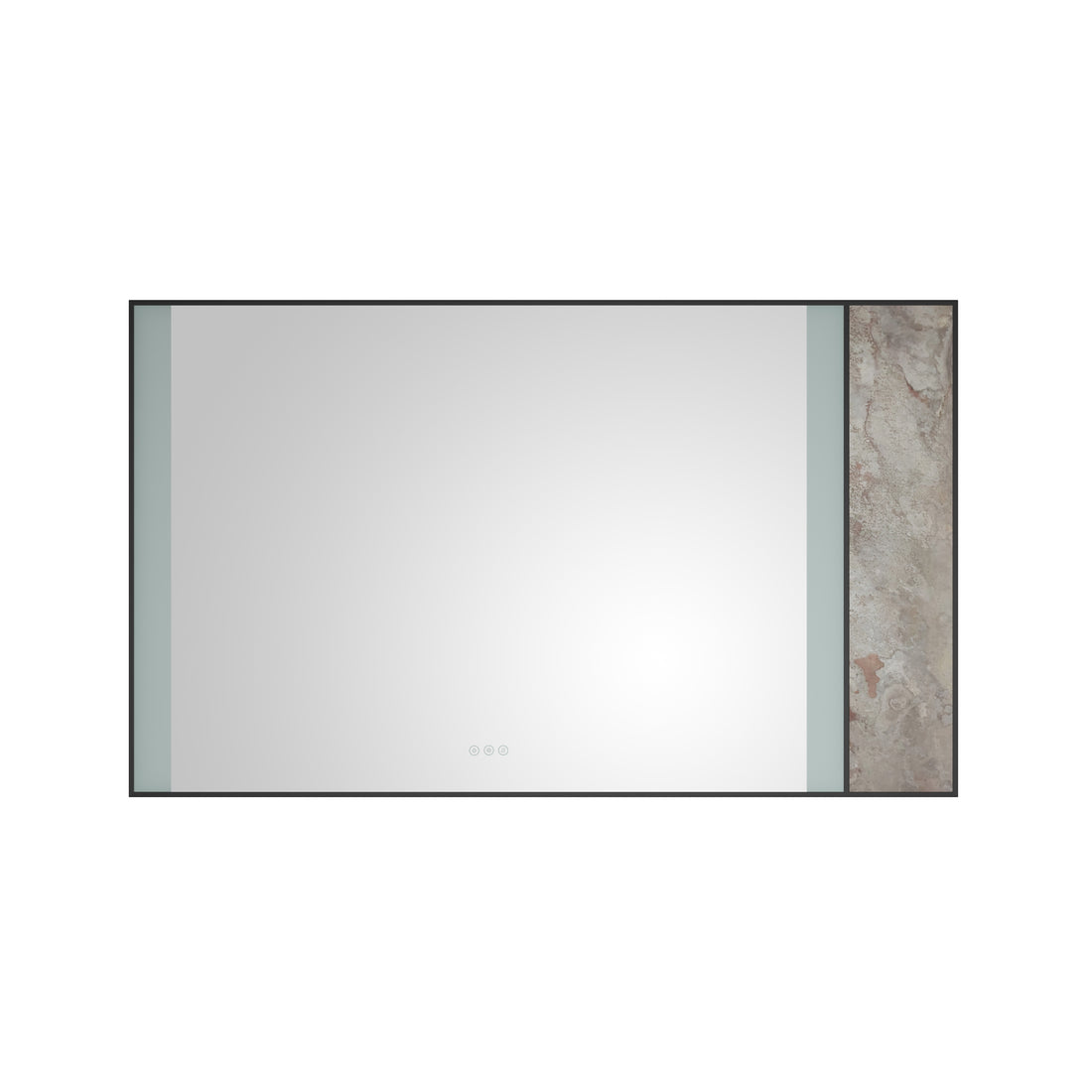 60 X 36Inch Led Mirror Bathroom Vanity Mirror With Back Light, Wall Mount Anti Fog Memory Large Adjustable Vanity Mirrornatural Stone Decoration Decoration Follows Led Changes Matte Black Aluminium