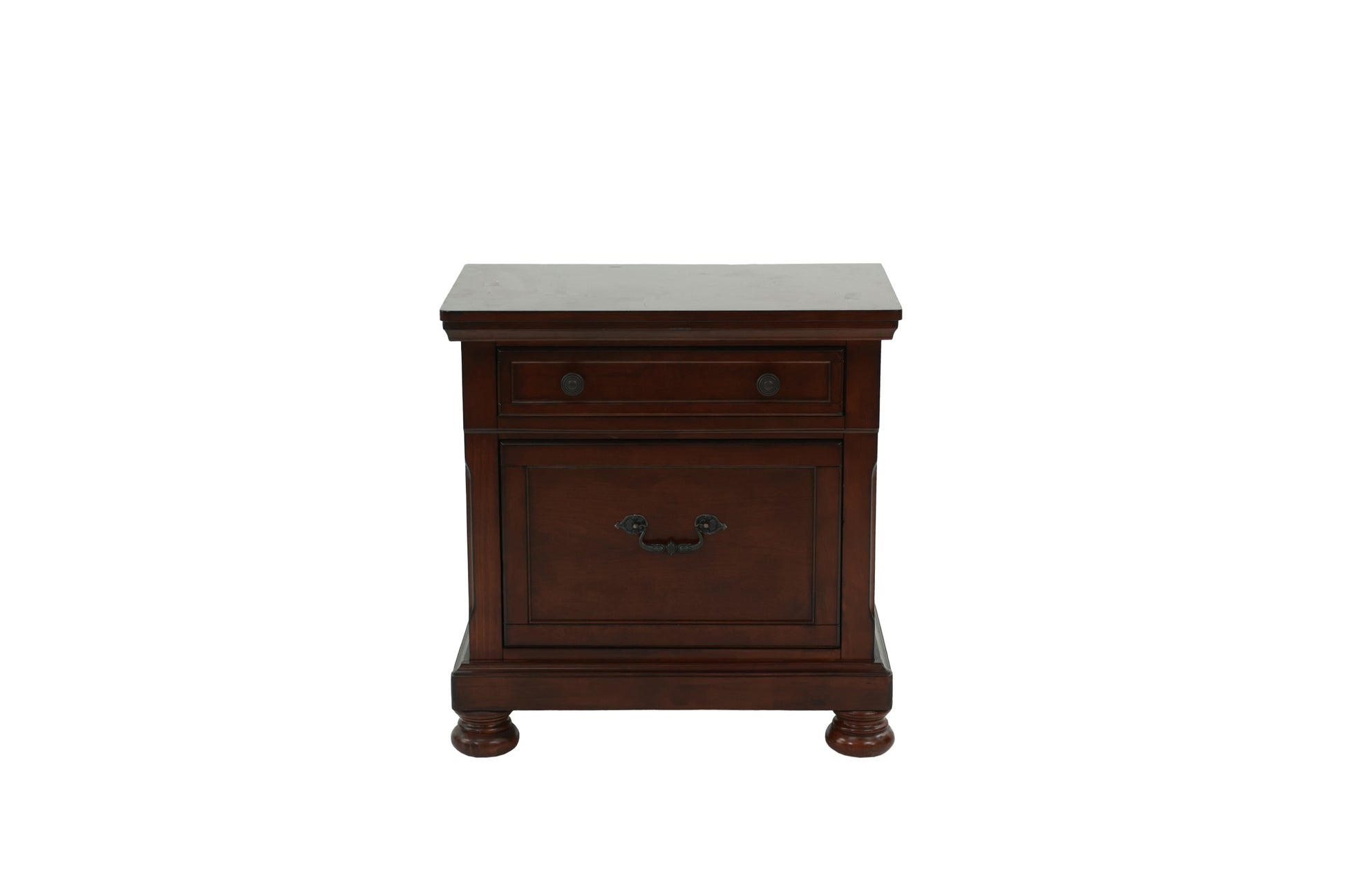 Nightstand In Antique Cherry Dark Brown Wood