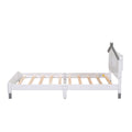 Twin Size Wood Platform Bed With House Shaped Headboard And Motion Activated Night Lights White Gray White Wood