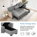 Stylish And Functional Light Chaise Lounge Sectional With Storage Rack Pull Out Bed Drop Down Table And Usb Charger Gray Gray Foam Spring