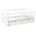 Twin Size Daybed Wood Bed With Two Drawers,White Old Sku:Lp000057Aak White Solid Wood