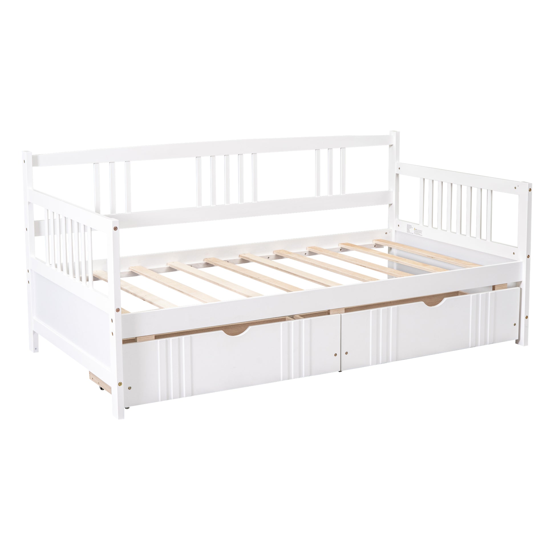 Twin Size Daybed Wood Bed With Two Drawers,White Old Sku:Lp000057Aak White Solid Wood