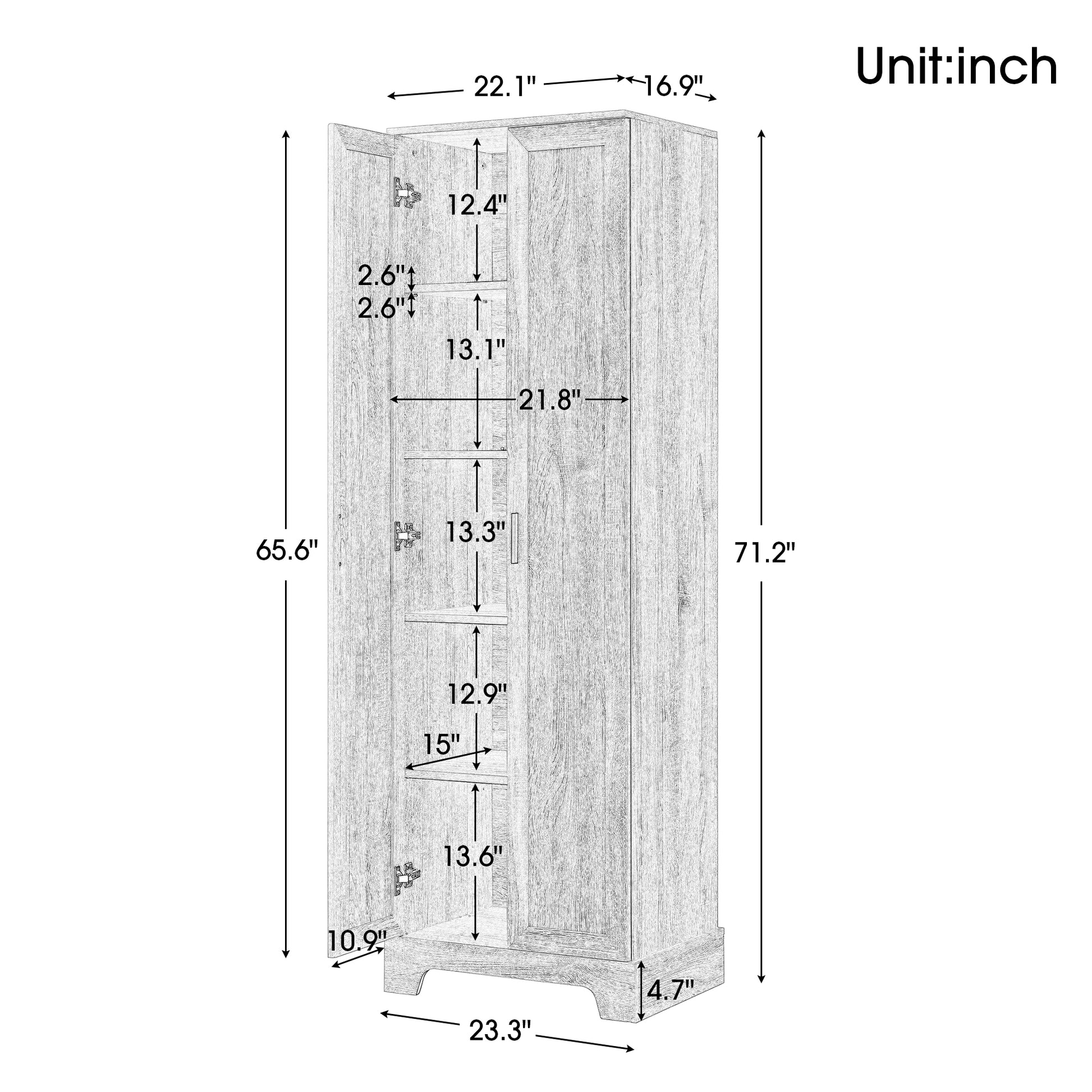 Storage Cabinet With Two Doors For Bathroom, Office, Adjustable Shelf, Mdf Board, White Old Sku:Wf302824Aak White Mdf