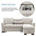 Stylish And Functional Light Chaise Lounge Sectional With Storage Rack Pull Out Bed Drop Down Table And Usb Charger Light Gray Light Gray Foam Spring