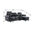 United We Win Storage Sofa Living Room Sofa Cozy Sectional Sofa Black Pu Pu Leather