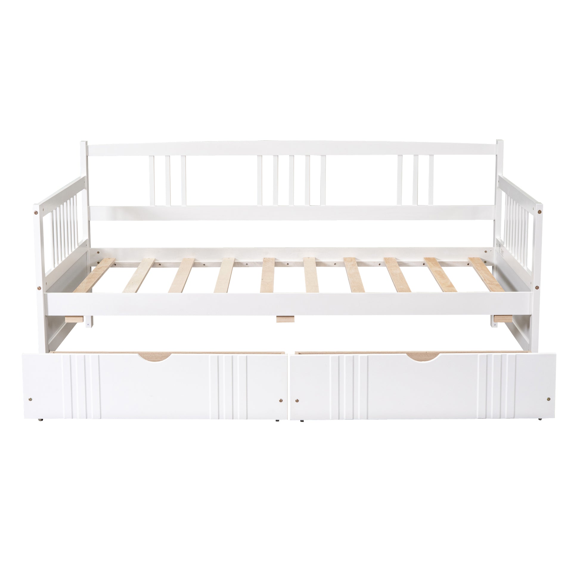 Twin Size Daybed Wood Bed With Two Drawers,White Old Sku:Lp000057Aak White Solid Wood