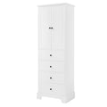 Storage Cabinet With 2 Doors And 4 Drawers For Bathroom, Office, Adjustable Shelf, Mdf Board With Painted Finish, White White Mdf