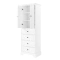 Storage Cabinet With 2 Doors And 4 Drawers For Bathroom, Office, Adjustable Shelf, Mdf Board With Painted Finish, White White Mdf