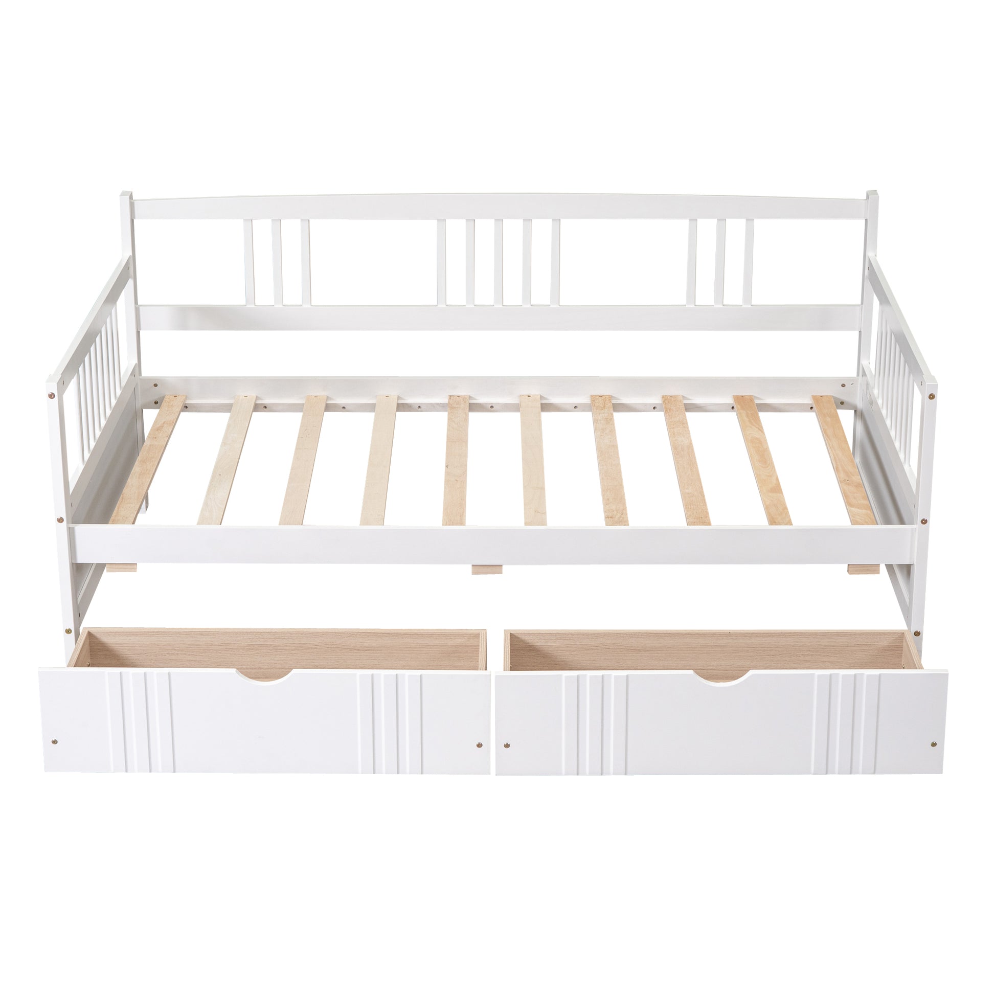 Twin Size Daybed Wood Bed With Two Drawers,White Old Sku:Lp000057Aak White Solid Wood