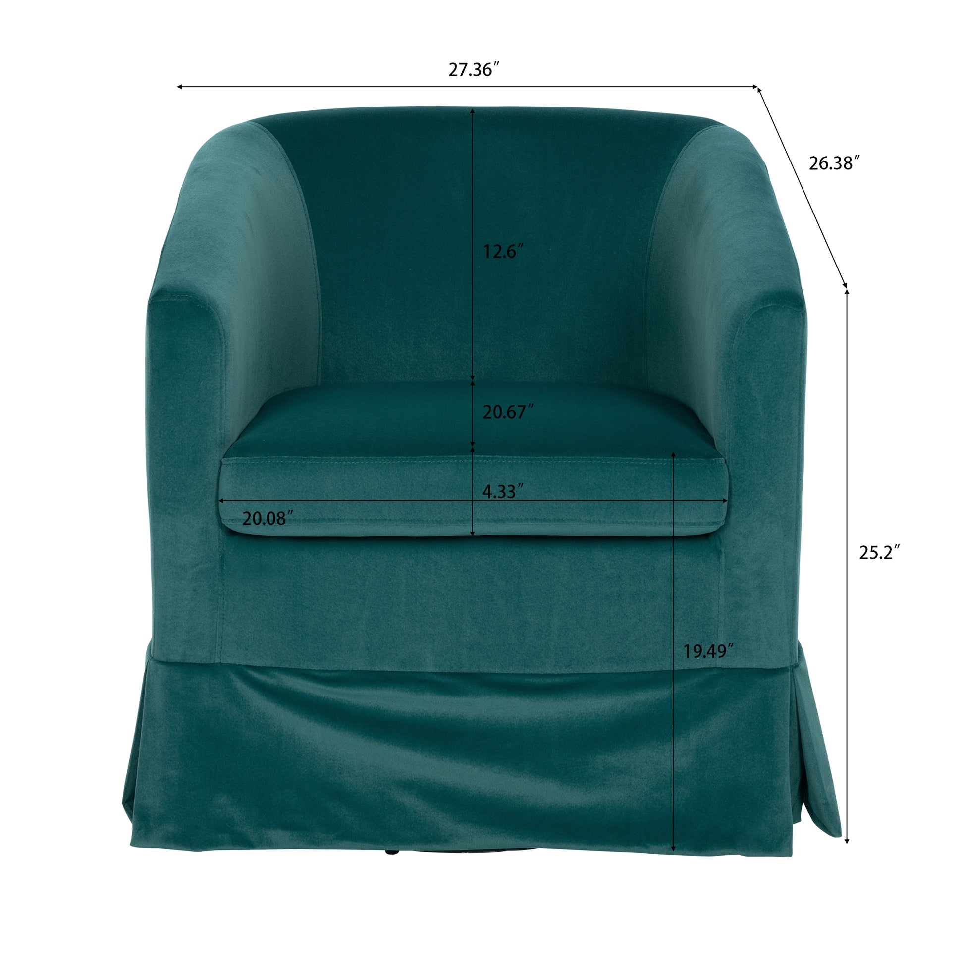 27.36" Wide Swivel Chair Green Polyester