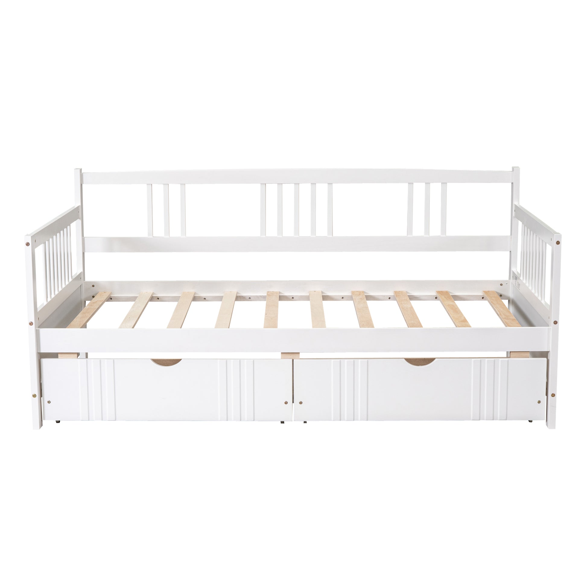 Twin Size Daybed Wood Bed With Two Drawers,White Old Sku:Lp000057Aak White Solid Wood