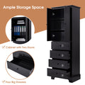 Storage Cabinet With 2 Doors And 4 Drawers For Bathroom, Office, Adjustable Shelf, Mdf Board With Painted Finish, Black Black Mdf