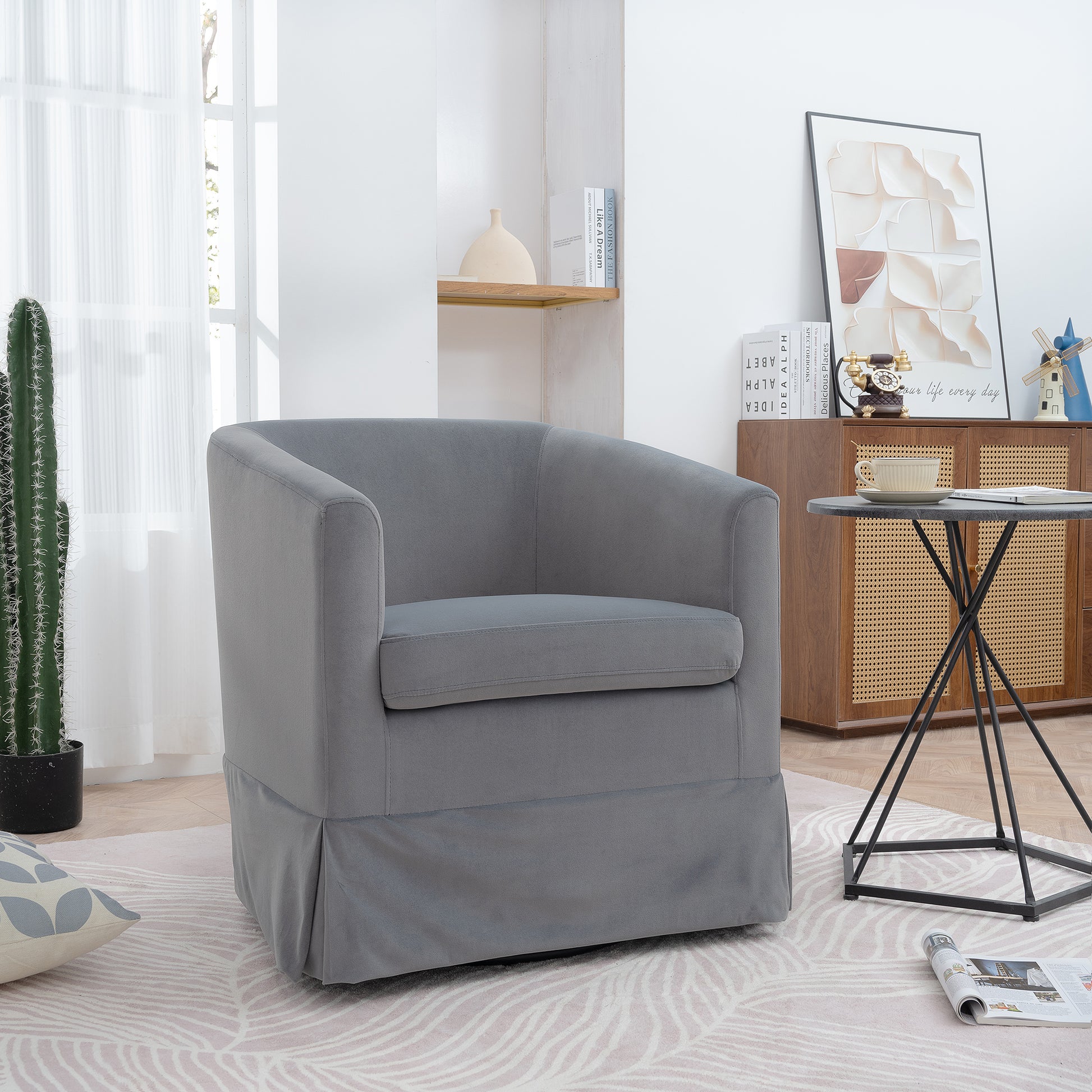 27.36" Wide Swivel Chair Gray Polyester