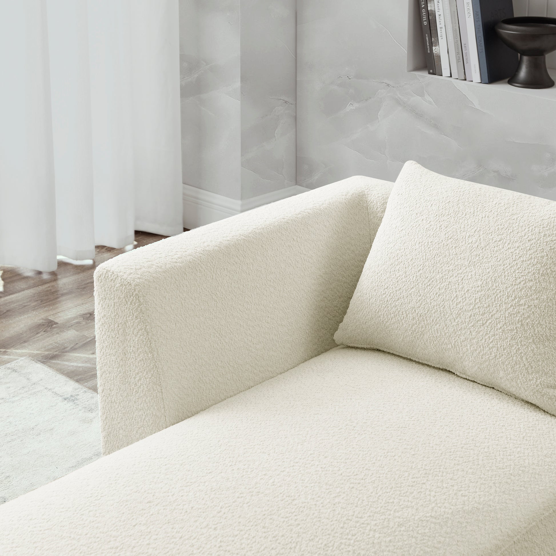 U Shape Sectional Sofa Including Two Single Seats And Two Chaises, Modular Sofa, Diy Combination, Loop Yarn Fabric, Beige Ivory Wood Medium Soft Tight Back Eucalyptus Square Arms Polyester 5 Seat