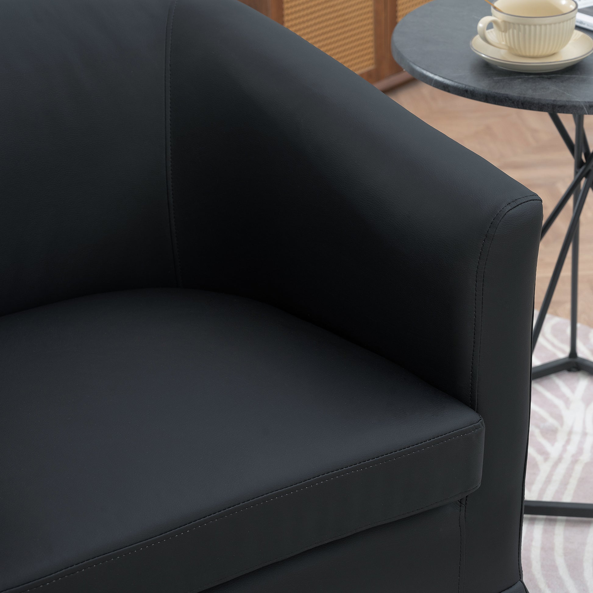 27.36" Wide Swivel Chair Black Pu Pu