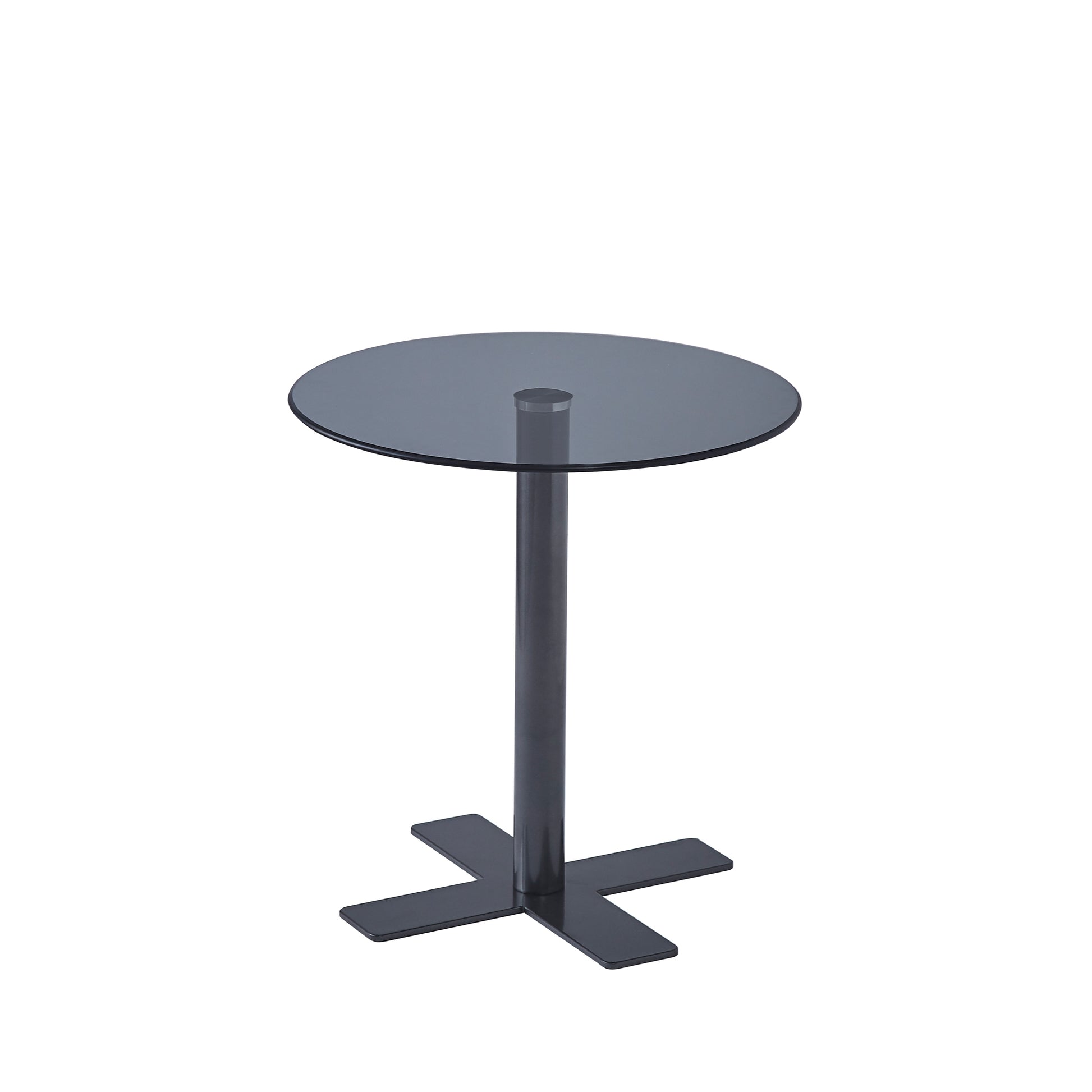 Tempered Black Rould Glass Dinning Table With Black Leg Black Glass