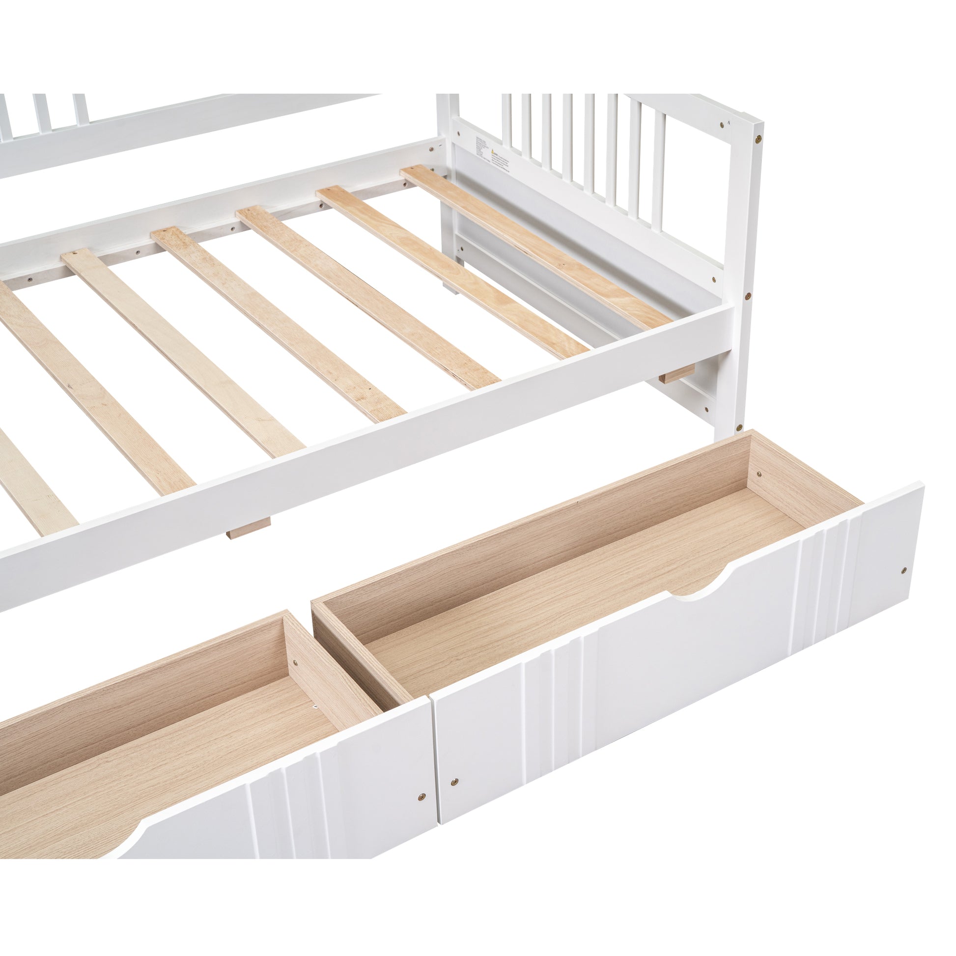 Twin Size Daybed Wood Bed With Two Drawers,White Old Sku:Lp000057Aak White Solid Wood