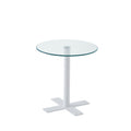 Tempered Clear Rould Glass Dinning Table With White Leg Transparent Glass