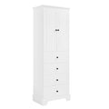 Storage Cabinet With 2 Doors And 4 Drawers For Bathroom, Office, Adjustable Shelf, Mdf Board With Painted Finish, White White Mdf