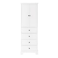 Storage Cabinet With 2 Doors And 4 Drawers For Bathroom, Office, Adjustable Shelf, Mdf Board With Painted Finish, White White Mdf