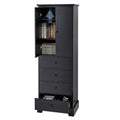 Storage Cabinet With 2 Doors And 4 Drawers For Bathroom, Office, Adjustable Shelf, Mdf Board With Painted Finish, Black Black Mdf