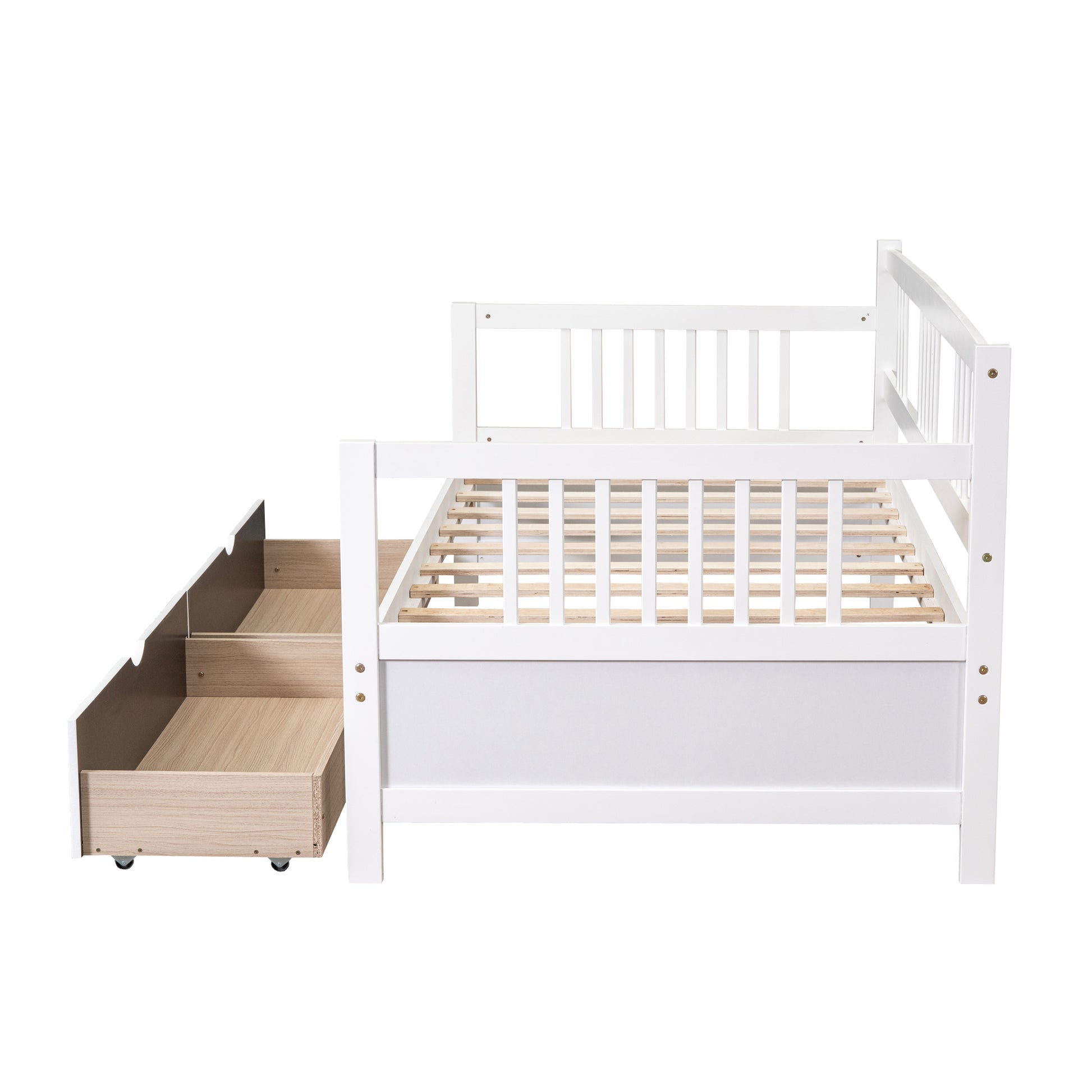 Twin Size Daybed Wood Bed With Two Drawers,White Old Sku:Lp000057Aak White Solid Wood