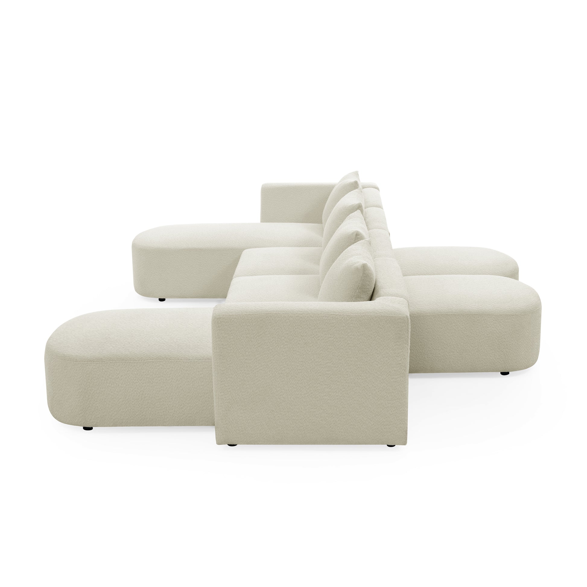 U Shape Sectional Sofa Including Two Single Seat, Two Chaises And Two Ottomans, Modular Sofa, Diy Combination, Loop Yarn Fabric, Beige Beige Polyester Wood Medium Soft Tight Back Eucalyptus Square Arms Polyester 6 Seat