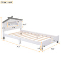 Twin Size Wood Platform Bed With House Shaped Headboard And Motion Activated Night Lights White Gray White Wood