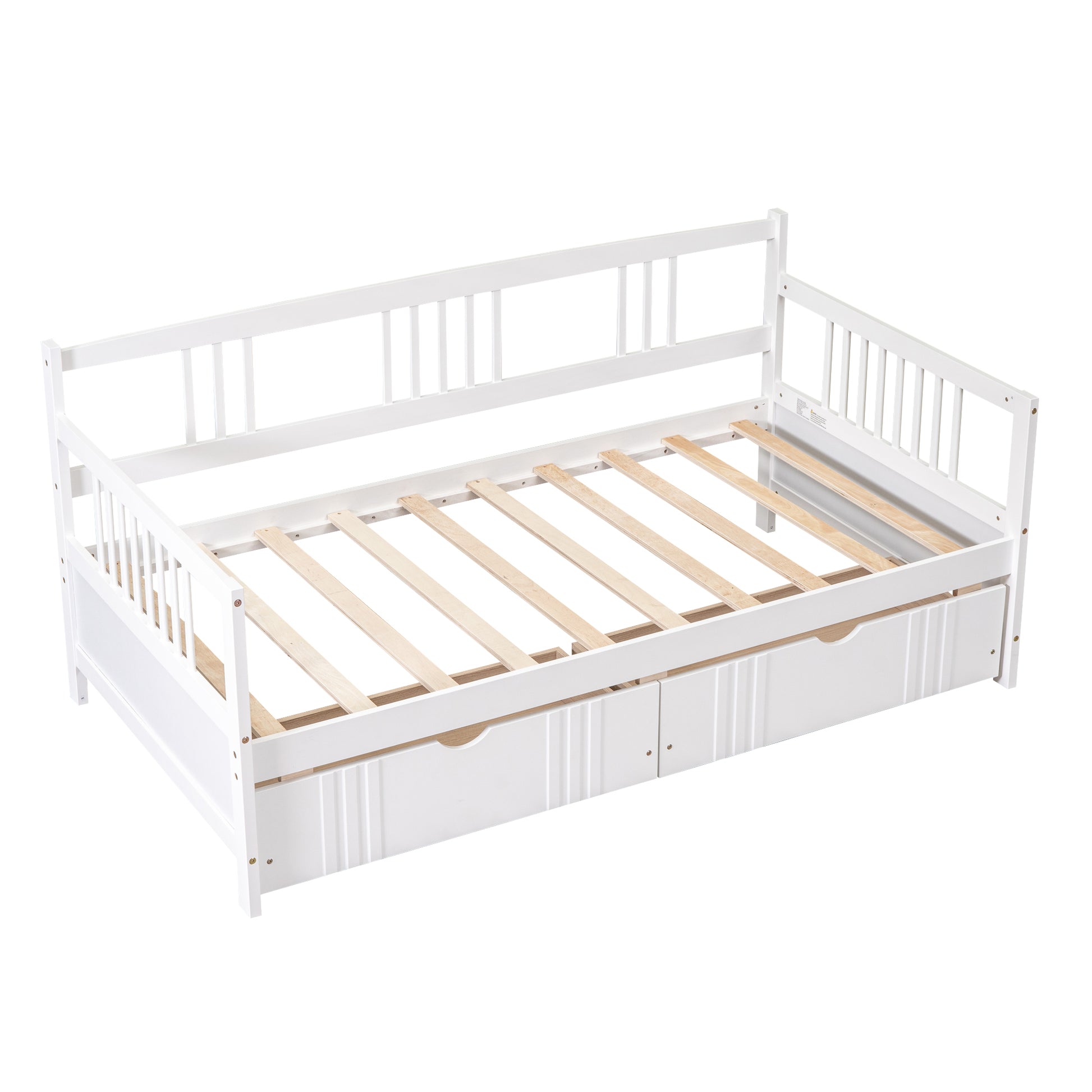 Twin Size Daybed Wood Bed With Two Drawers,White Old Sku:Lp000057Aak White Solid Wood