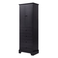 Storage Cabinet With 2 Doors And 4 Drawers For Bathroom, Office, Adjustable Shelf, Mdf Board With Painted Finish, Black Black Mdf