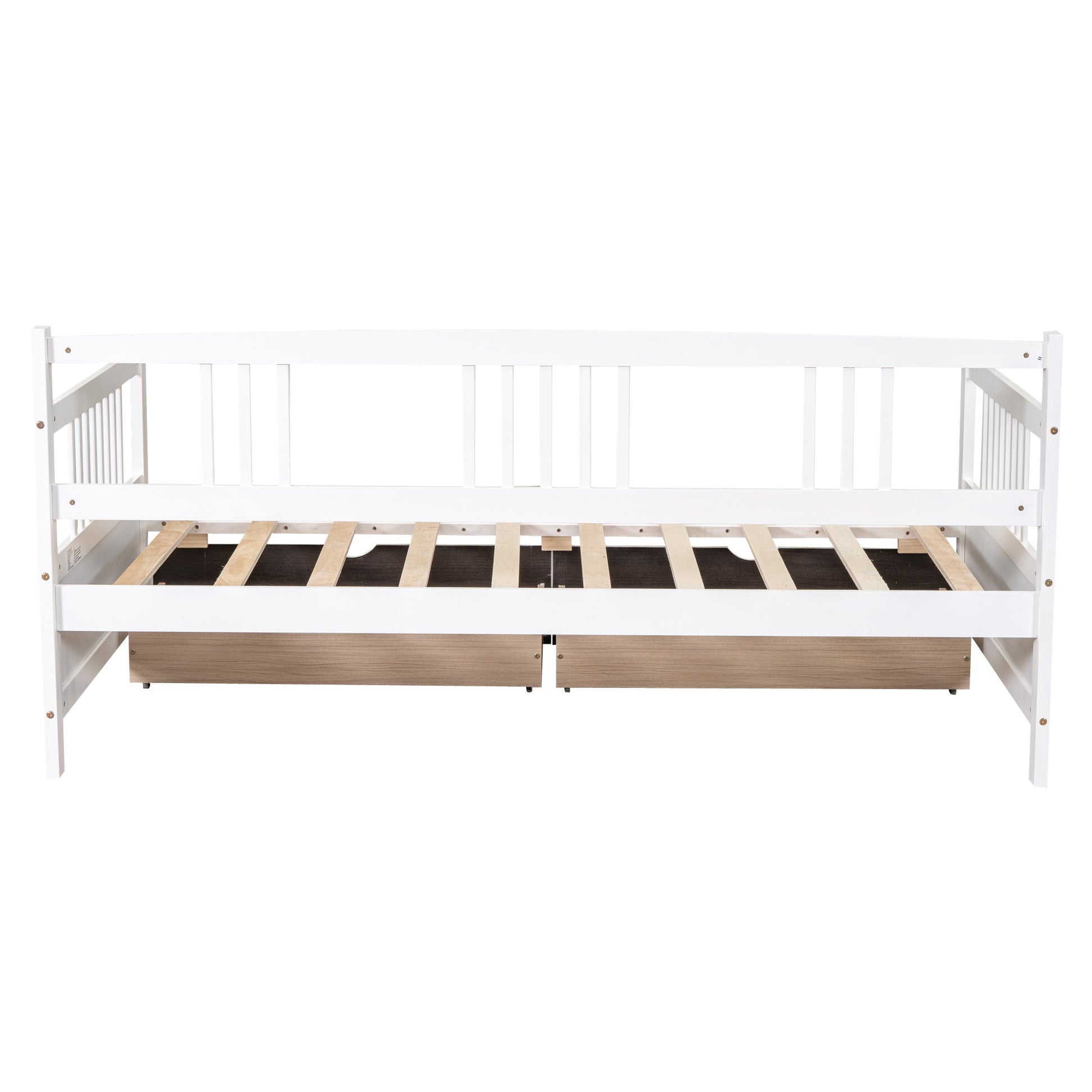 Twin Size Daybed Wood Bed With Two Drawers,White Old Sku:Lp000057Aak White Solid Wood