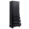 Storage Cabinet With 2 Doors And 4 Drawers For Bathroom, Office, Adjustable Shelf, Mdf Board With Painted Finish, Black Black Mdf