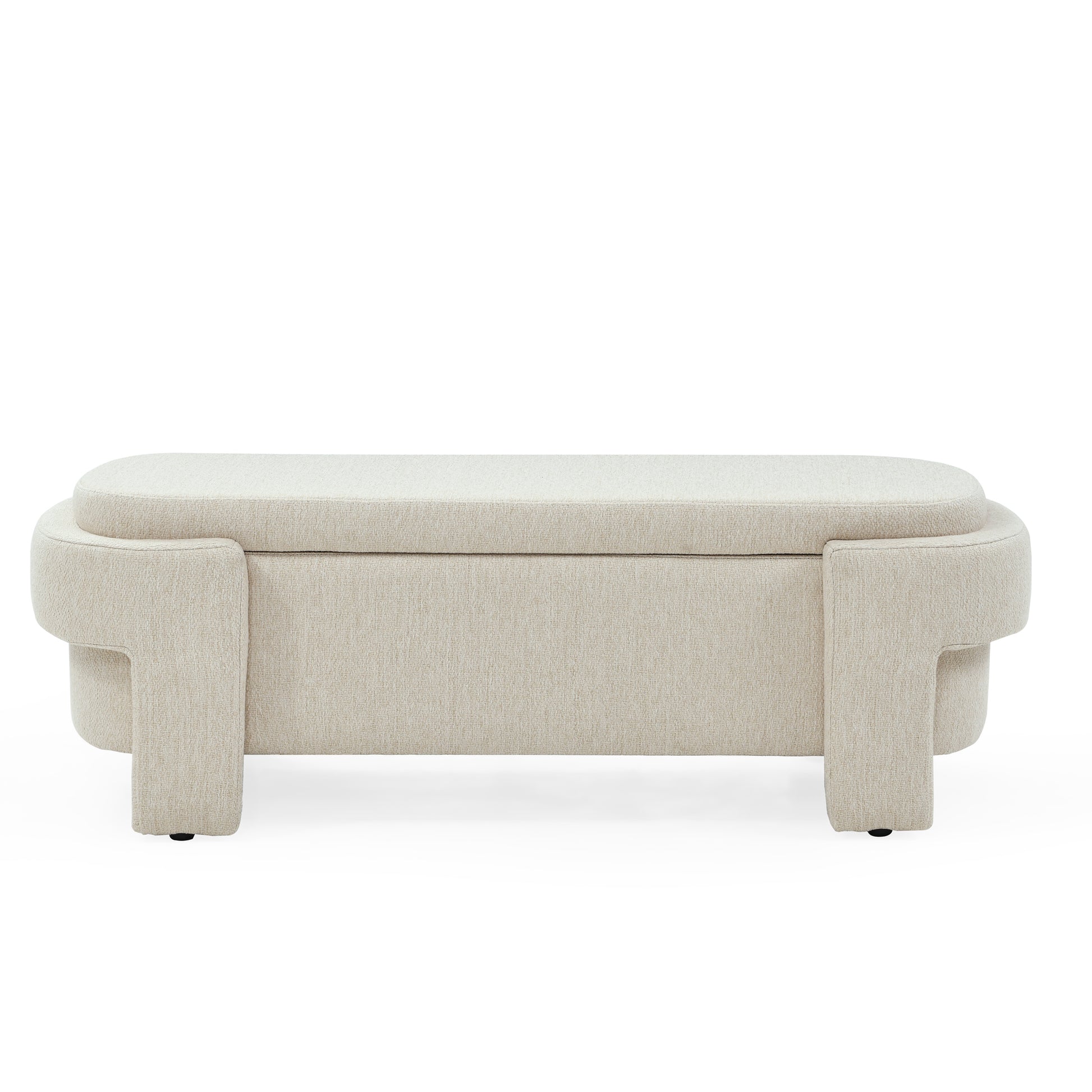 Linen Fabric Upholstered Bench With Large Storage Space For The Living Room, Entryway And Bedroom,Beige, 51.5''X20.5''X17'' Beige Foam