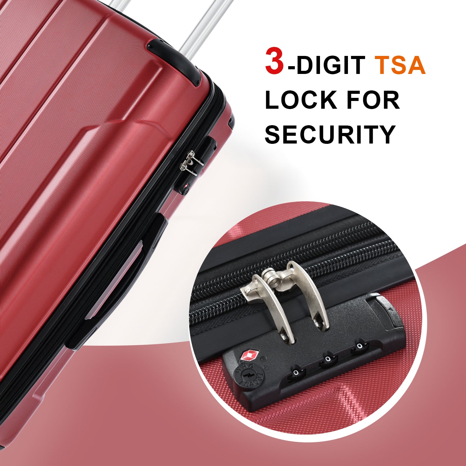 Luggage Sets 3 Piece, Expandable Hard Shell Abs Suitcases With Double Spinner, Travel Luggage Set With Tsa Lock 20 24 28Inch, Red Red Abs