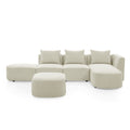 L Shape Sectional Sofa With Right Side Chaise And Ottoman, Modular Sofa, Diy Combination, Loop Yarn Fabric, Beige Beige Polyester Wood Tight Back Eucalyptus Square Arms Polyester 5 Seat