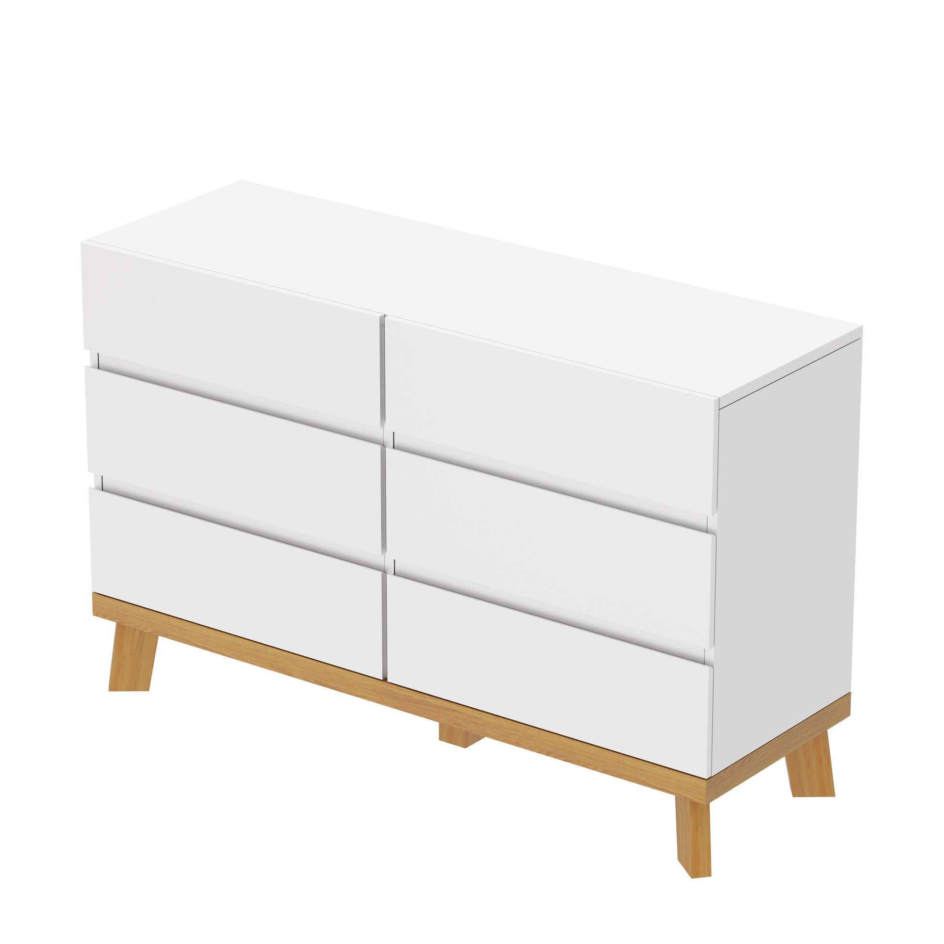 47.24"6 Drawers Mdf Storage Cabinet,For Bedroom,Living Room,Dining Room,Hallways,White White Mdf