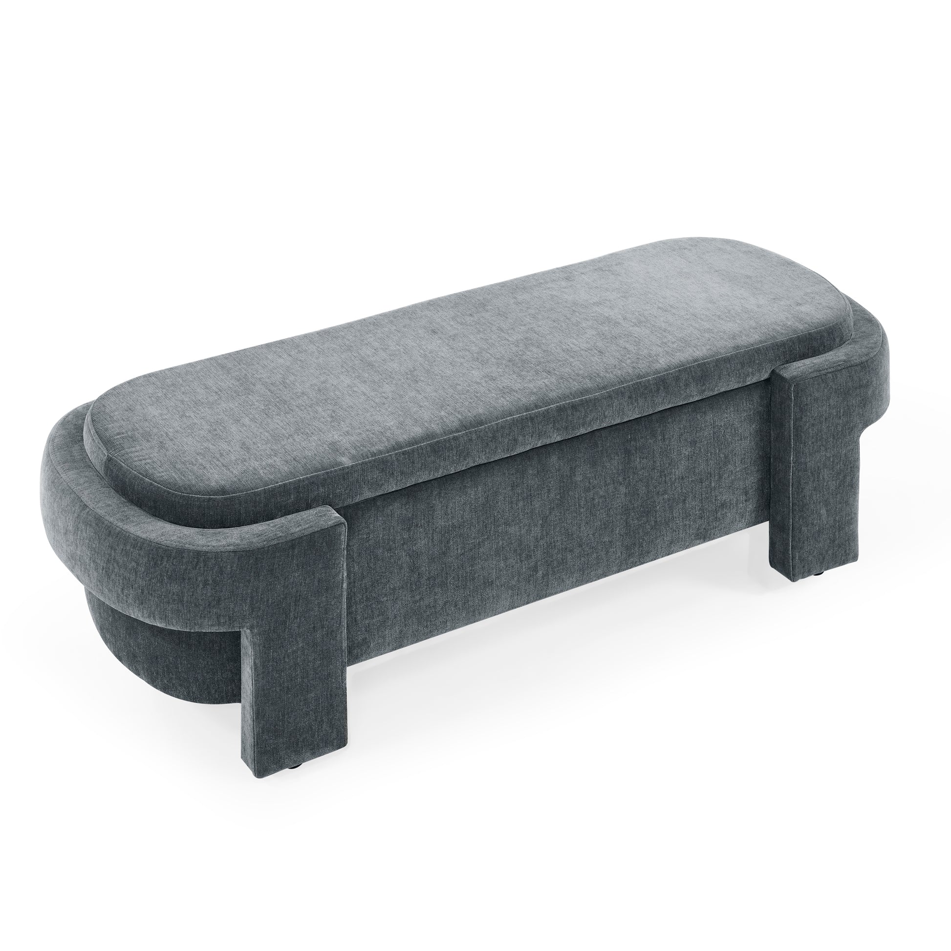 Chenille Upholstered Bench With Large Storage Space For The Living Room, Entryway And Bedroom,Grey, 51.5''X20.5''X17'' Grey Foam