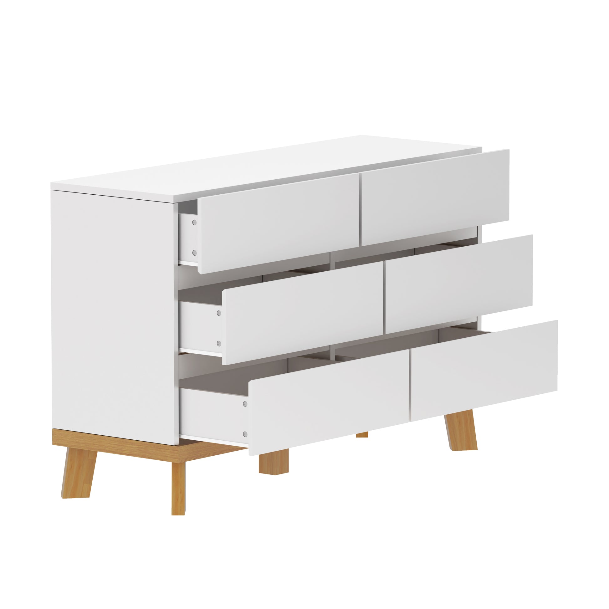 47.24"6 Drawers Mdf Storage Cabinet,For Bedroom,Living Room,Dining Room,Hallways,White White Mdf