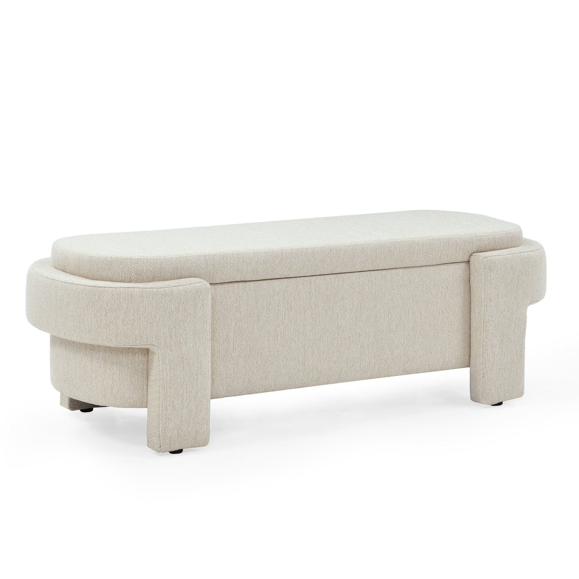 Linen Fabric Upholstered Bench With Large Storage Space For The Living Room, Entryway And Bedroom,Beige, 51.5''X20.5''X17'' Beige Foam