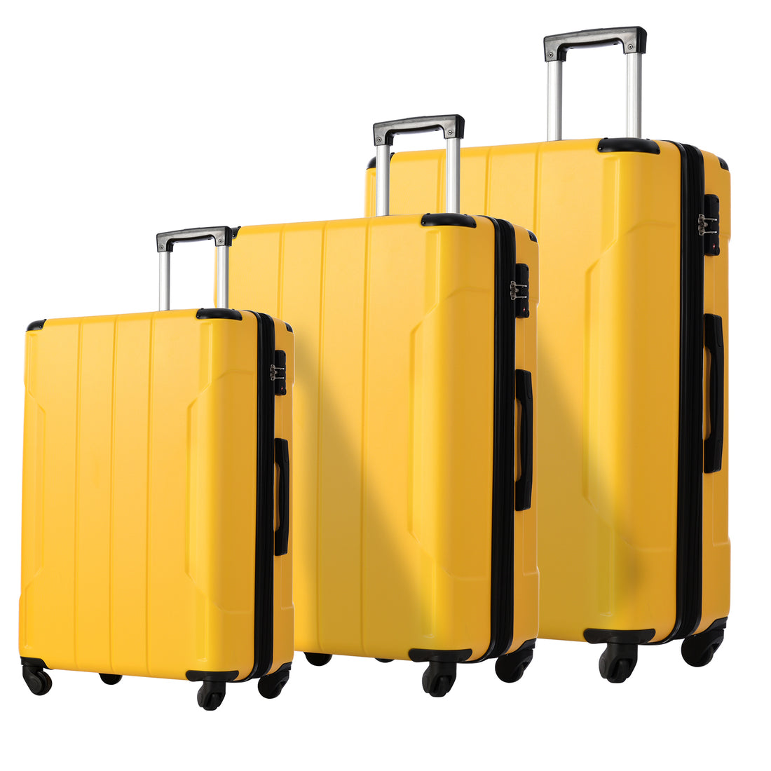 Luggage Sets 3 Piece, Expandable Hard Shell Abs Suitcases With Double Spinner, Travel Luggage Set With Tsa Lock 20 24 28Inch, Yellow Yellow Abs