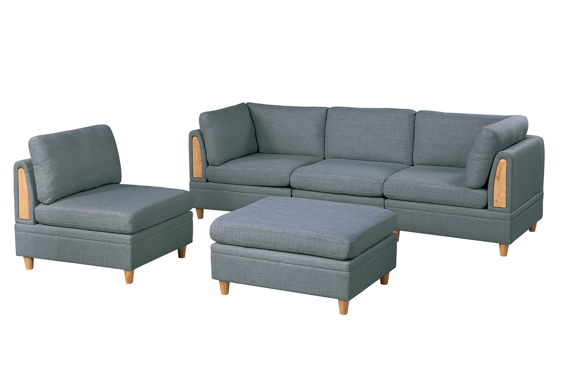 Modula Set 5Pc In Steel Gray Fabric