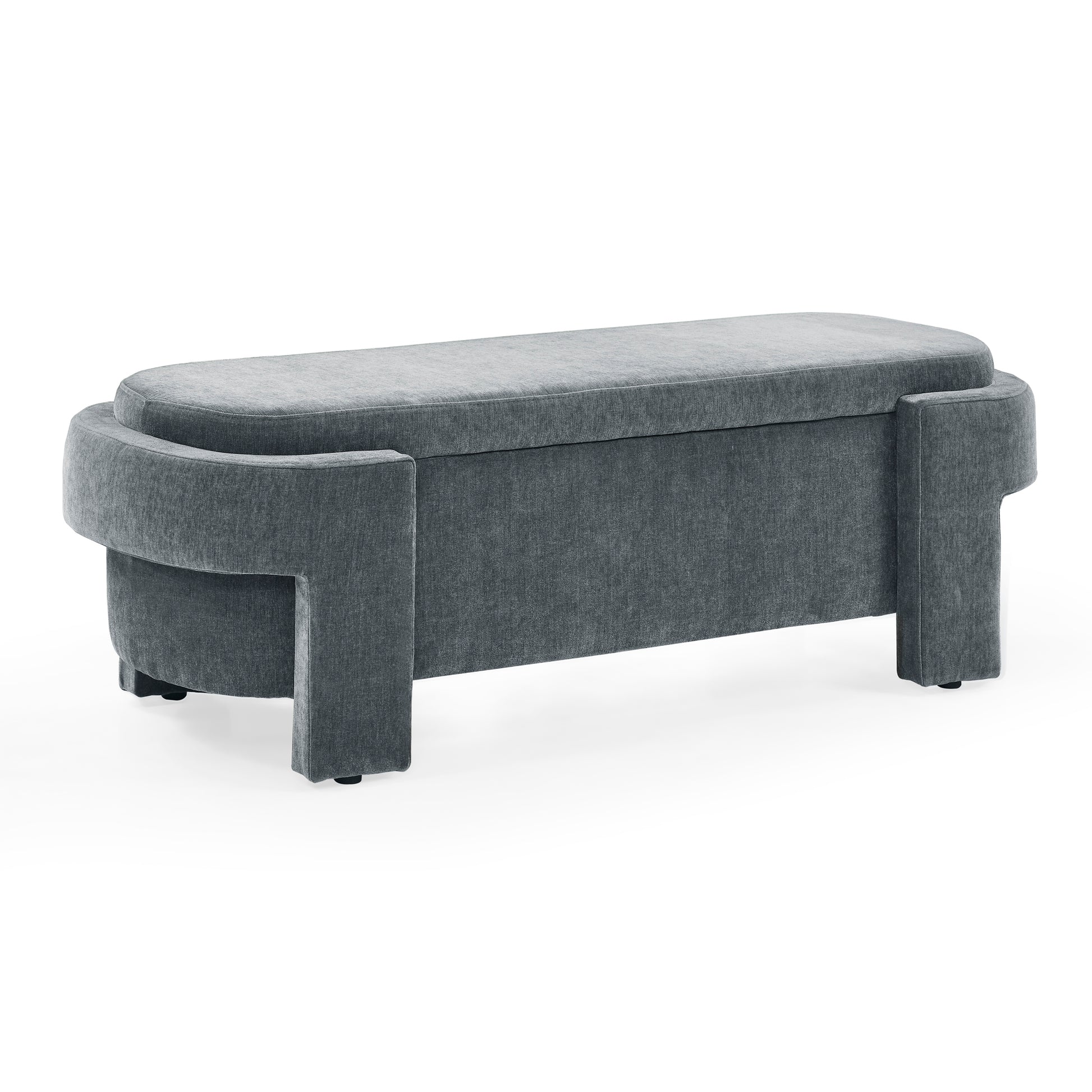 Chenille Upholstered Bench With Large Storage Space For The Living Room, Entryway And Bedroom,Grey, 51.5''X20.5''X17'' Grey Foam