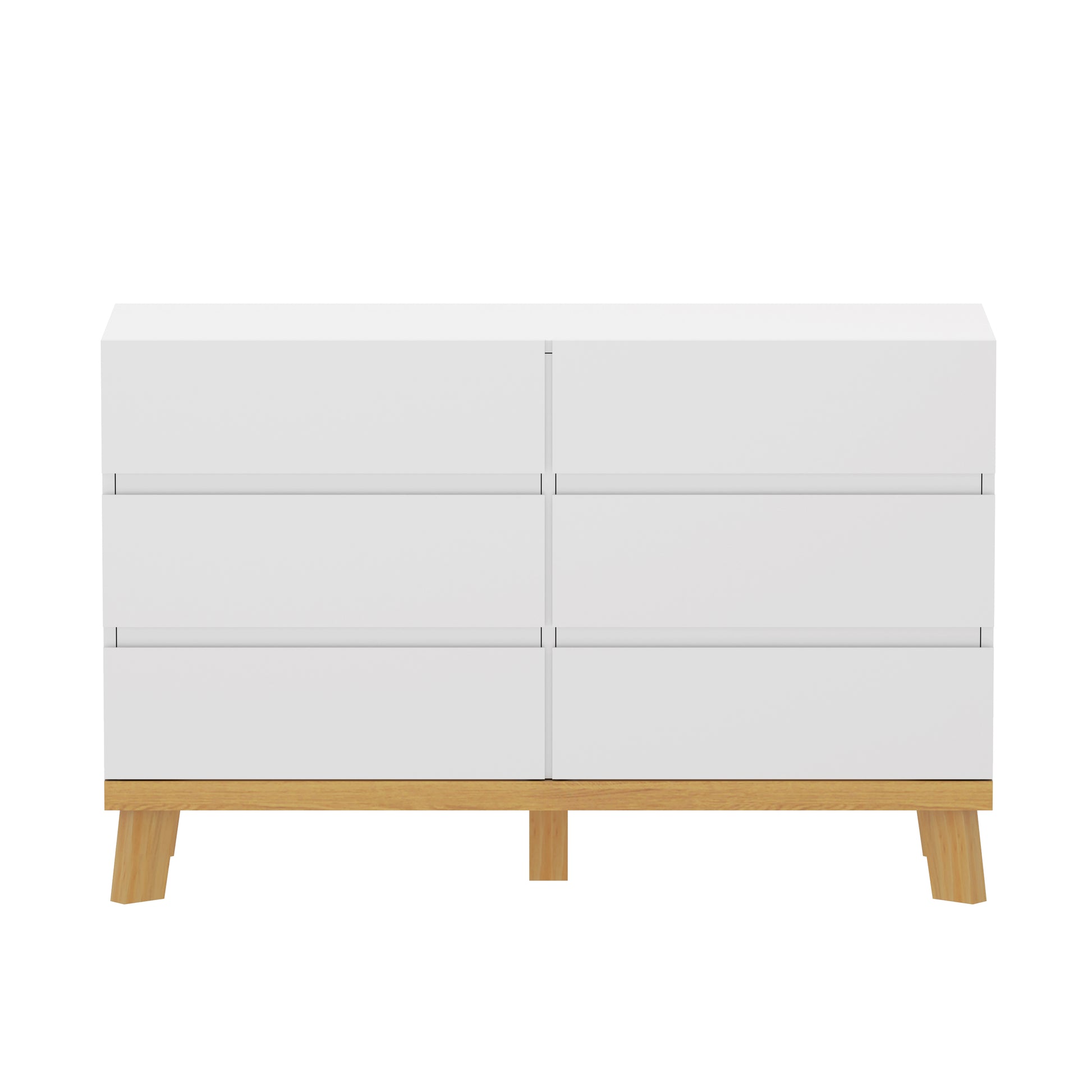 47.24"6 Drawers Mdf Storage Cabinet,For Bedroom,Living Room,Dining Room,Hallways,White White Mdf