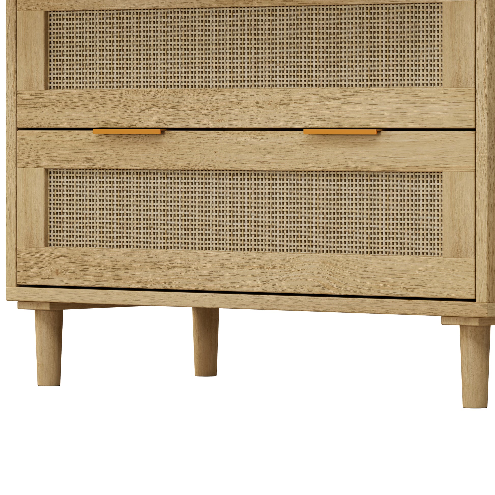 31.50"3 Drawers Rattan Storage Cabinet Rattan Drawer,For Bedroom,Living Room,Dining Room,Hallways,Oak Oak Mdf