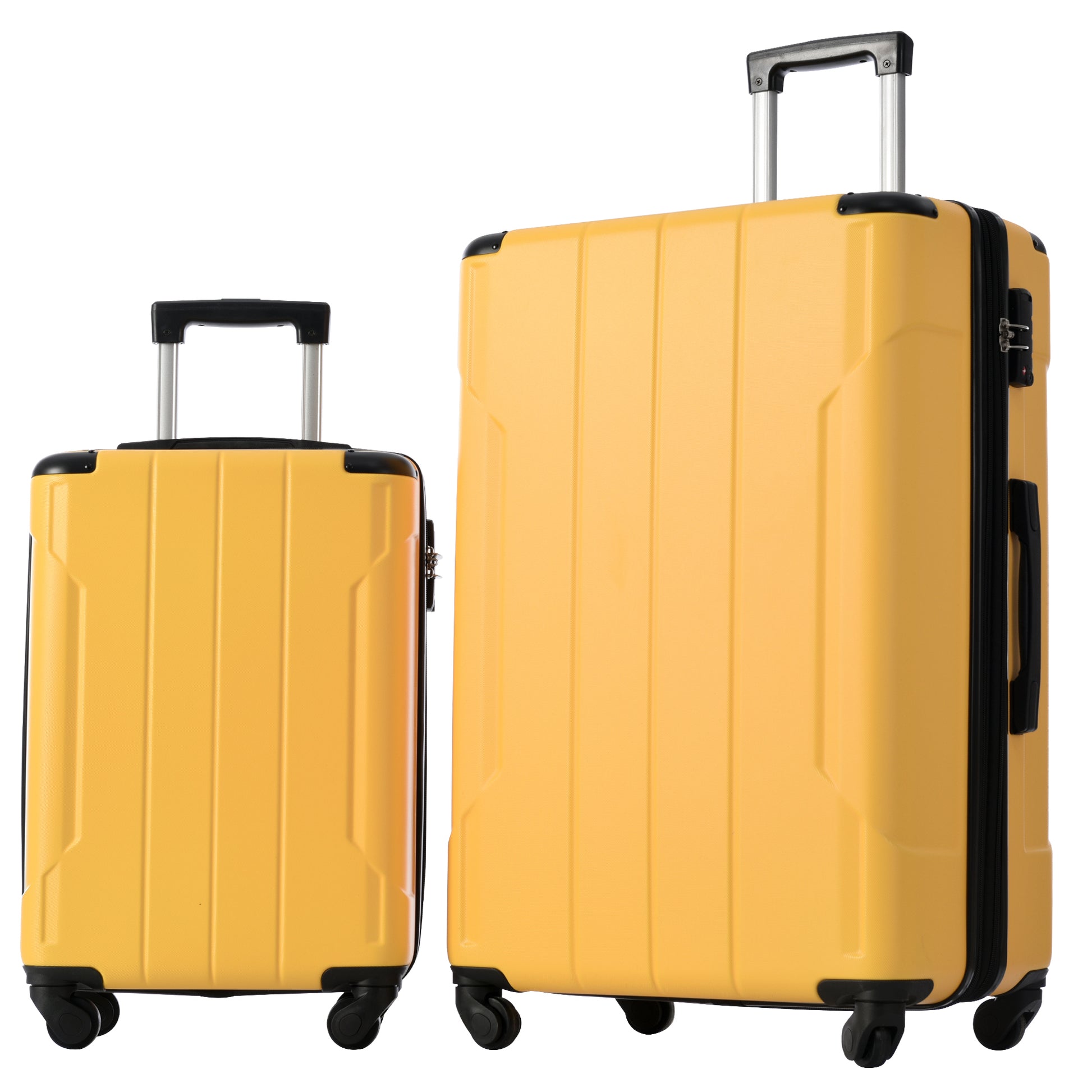 Suitcase Set 3 Piece Luggage Set Carry On Hardside Luggage With Tsa Lock Lightweight 20''24''28'' Yellow Abs