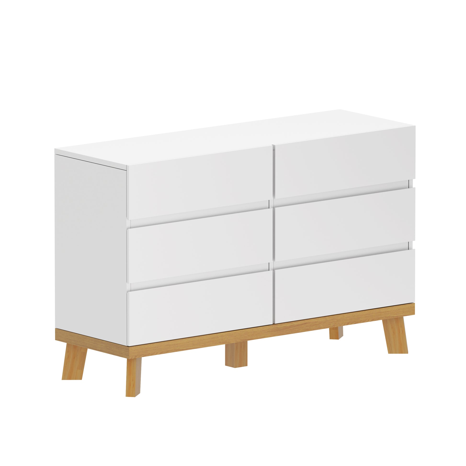 47.24"6 Drawers Mdf Storage Cabinet,For Bedroom,Living Room,Dining Room,Hallways,White White Mdf