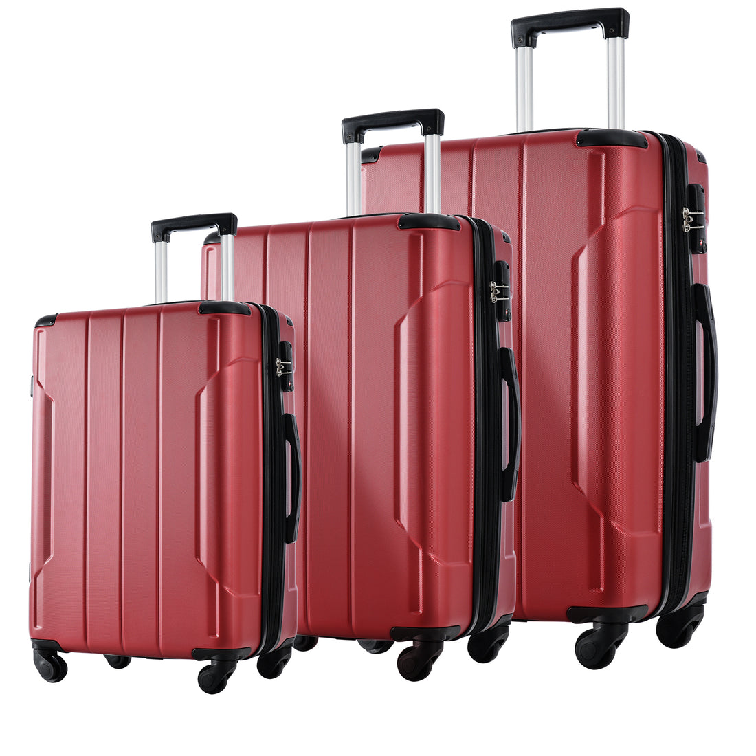 Luggage Sets 3 Piece, Expandable Hard Shell Abs Suitcases With Double Spinner, Travel Luggage Set With Tsa Lock 20 24 28Inch, Red Red Abs